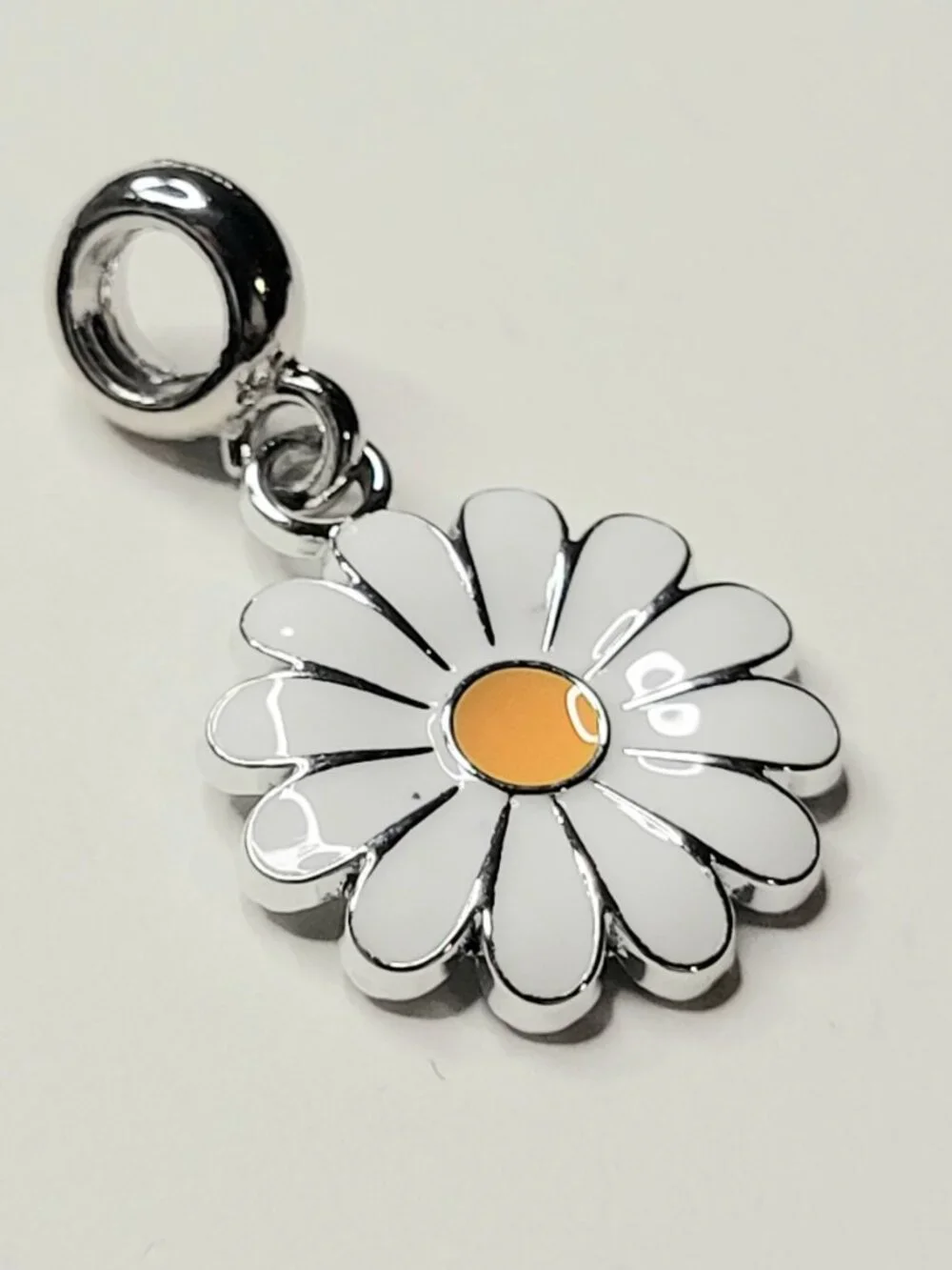 NWT For Pandora Charm Bracelets Cute Metal White Daisy Flower Dangle Charm